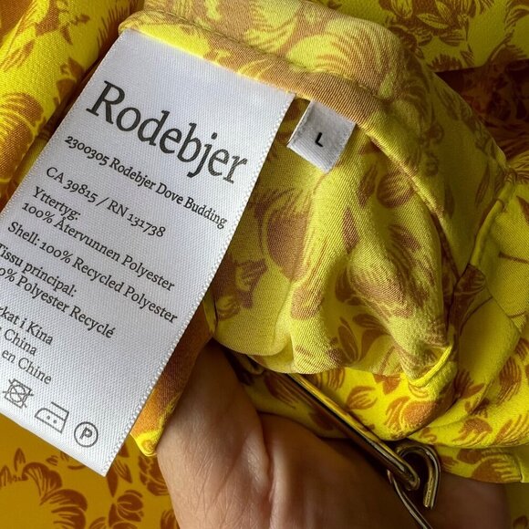 Rodebjer floral print wrap top, yellow, Size L - Picture 7 of 8
